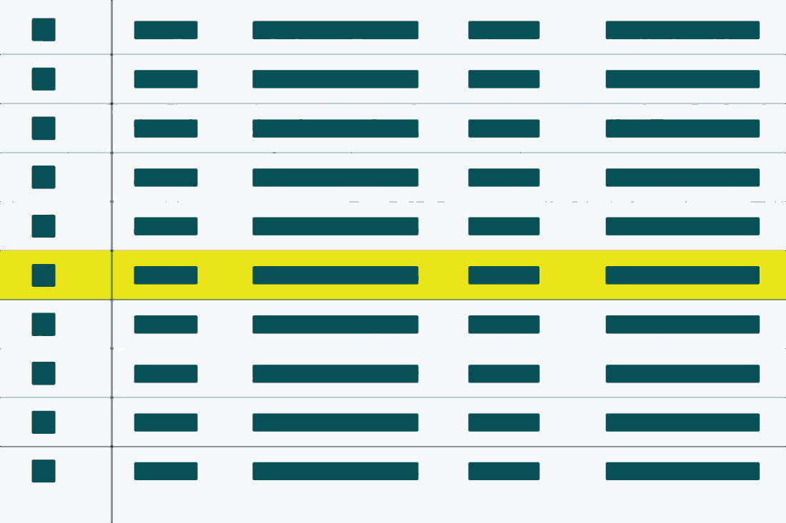 Abstract diagram of a register: rows of data blocks with one row highlighted to mark a checked entry.